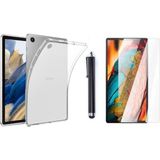 Kılıfist Samsung Galaxy Tab A8 10.5 SM-X200 (2021) Silikon Kılıf+Cam+Kalem Şeffaf - Siyah