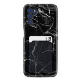 Kılıfland A16 ile Uyumlu Telefon Kılıfı, Kartvizitli, Kartlıklı, Mermer Desenli, Silikon, Siyah