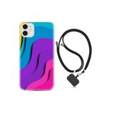 kilifland Apple Iphone 12 ile Uyumlu Kılıf Silikon Desen Boyun Askılı Renk Cümbüşü 1631
