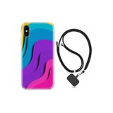 kilifland Apple Iphone Xs Max ile Uyumlu Kılıf Silikon Desen Boyun Askılı Renk Cümbüşü 1631
