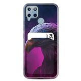 Kılıfland C25 Telefon Kılıfı, Kartvizitli Kartlıklı, Desenli Silikon, Kartal, Siyah