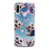Kılıfland General Mobile GM 20 Pro Kılıf, Boutique Baskılı, Kedi ve Kalp Desenli, Mavi