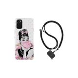 kilifland General Mobile Gm 21 Plus ile Uyumlu Kılıf Ipli Boyun Askılı Desenli Silikon Audrey Glue 1420