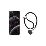 kilifland General Mobile Gm 21 Plus ile Uyumlu Kılıf Ipli Boyun Askılı Desenli Silikon Kara Dünya 1902