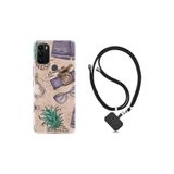 kilifland General Mobile Gm 21 Plus ile Uyumlu Kılıf Ipli Boyun Askılı Desenli Silikon Monkey Butterfly 1357
