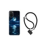 kilifland General Mobile Gm 21 Plus ile Uyumlu Kılıf Ipli Boyun Askılı Desenli Silikon Night Moon 1133