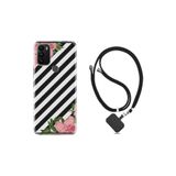 kilifland General Mobile Gm 21 Plus ile Uyumlu Kılıf Ipli Boyun Askılı Desenli Silikon Strip Flowers 2 1409