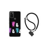 Kılıfland General Mobile GM 21 Plus Kılıf, İpli Boyun Askılı, Desenli Silikon, Cat Dance, Siyah