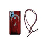 Kılıfland General Mobile GM 21 Pro ile Uyumlu Kılıf, Rasta İpli Askılı, Türk Bayrağı Desenli, Silikon, Kırmızı