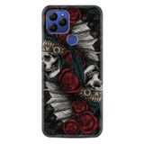 Kılıfland General Mobile GM 21 Uyumlu Kılıf, Silikon, Desen Exclusive Skull Rose, Siyah