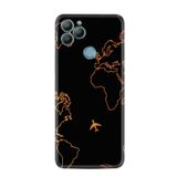 Kılıfland General Mobile GM 22 Plus Kılıf, Silikon, Harita ve Uçak Desen, Siyah