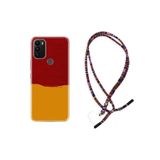 kilifland General Mobile Gm21 Plus Uyumlu ile Uyumlu Kılıf Rasta Ipli Boyun Askılı Desenli Silikon Sarı Kırmızı Boya 1708