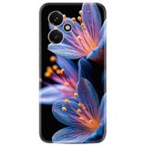 Kılıfland Honor 400 ile Uyumlu Kılıf, Boutique Baskılı Çiçekler Desen, Mavi