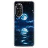 Kılıfland Huawei Honor 50 ile Uyumlu Kılıf, Resimli Desenli Baskılı Silikon, Night Moon, Mavi