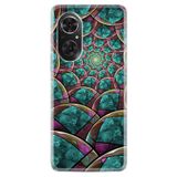 Kılıfland Huawei Honor 50 ile Uyumlu Kılıf, Resimli Desenli Silikon, Platinium Series, Circles, Turkuaz-Mor