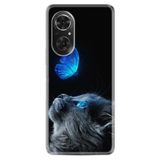 Kılıfland Huawei Honor 50 ile Uyumlu Kılıf, Resimli Desenli Silikon, Platinium Series, Kedi Kelebek, Siyah