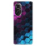 Kılıfland Huawei Honor 50 ile Uyumlu Kılıf, Resimli Desenli Silikon, Platinium Series, Petek, Mavi-Mor