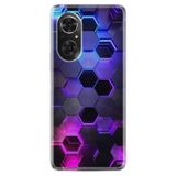 Kılıfland Huawei Honor 50 ile Uyumlu Kılıf, Resimli Desenli Silikon, Platinium Series, Petek Motifi, Mor-Pembe