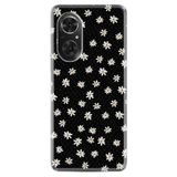 Kılıfland Huawei Honor 50 ile Uyumlu Kılıf, Silikon, Platinium Series, Papatyalar Desenli, Siyah