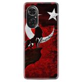 Kılıfland Huawei Honor 50 ile Uyumlu Kılıf, Silikon, Resimli Desenli Baskılı, Kurt ve Ay, Kırmızı
