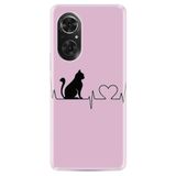 Kılıfland Huawei Honor 50 ile Uyumlu Kılıf, Silikon, Resimli Desenli Baskılı, Pink Cat Heart, Pembe