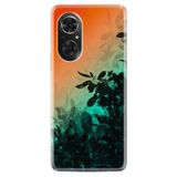 Kılıfland Huawei Honor 50 ile Uyumlu Silikon Kılıf, Çiçek Desen, Turuncu-Yeşil Gradient