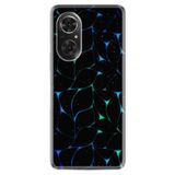 Kılıfland Huawei Honor 50 ile Uyumlu Silikon Kılıf, Naif Çizgiler Desen, Mavi-Yeşil, Siyah
