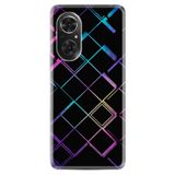 Kılıfland Huawei Honor 50 ile Uyumlu Silikon Kılıf, Neon Geometrik Desen, Siyah