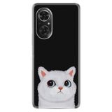 Kılıfland Huawei Honor 50 ile Uyumlu Silikon Kılıf, Platinium Series, Resimli Desenli, Beyaz Kedi