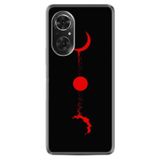 Kılıfland Huawei Honor 50 ile Uyumlu Silikon Kılıf, Red Moon Desen, Siyah
