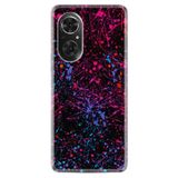 Kılıfland Huawei Honor 50 ile Uyumlu Silikon Kılıf, Renkli Desen, Siyah