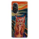 Kılıfland Huawei Honor 50 ile Uyumlu Silikon Kılıf, Sanat Tasarımı, Kedi Baskılı, Renkli