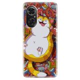Kılıfland Huawei Honor 50 ile Uyumlu Silikon Kılıf, Tombul Kedi Desen, Renkli