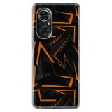 Kılıfland Huawei Honor 50 ile Uyumlu Silikon Kılıf, Zigzag Desen, Siyah-Turuncu