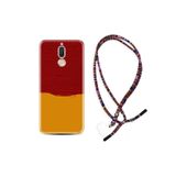 kilifland Huawei Mate 10 Lite ile Uyumlu Kılıf Rasta Ipli Boyun Askılı Desenli Silikon Sarı Kırmızı Boya 1708