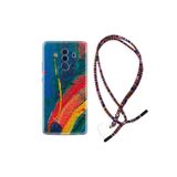 kilifland Huawei Mate 10 Pro ile Uyumlu Kılıf Rasta Ipli Boyun Askılı Desenli Silikon Ressam Sulu Boya 1600