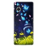 Kılıfland Huawei Nova 10 ile Uyumlu Kılıf, Silikon, Neon Kelebekler Desenli, Mavi