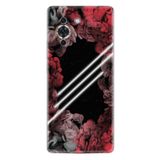 Kılıfland Huawei Nova 10 ile Uyumlu Silikon Kılıf, Çiçek Desen, Siyah-Kırmızı