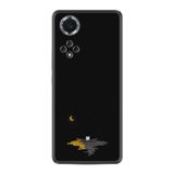 Kılıfland Huawei Nova 9 ile Uyumlu Silikon Kılıf, Ay ve Kedi Deseni, Siyah