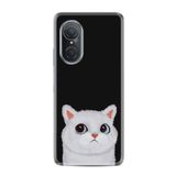 Kılıfland Huawei Nova 9 SE ile Uyumlu Kılıf, Resimli Desenli Silikon, Platinium Series, Beyaz Kedi