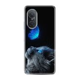 Kılıfland Huawei Nova 9 Se ile Uyumlu Kılıf, Resimli Desenli Silikon, Platinium Series, Kedi Kelebek, Siyah