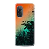 Kılıfland Huawei Nova 9 Se ile Uyumlu Silikon Kılıf, Çiçek Desen, Turuncu-Yeşil Gradient