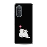 Kılıfland Huawei Nova 9 SE ile Uyumlu Silikon Kılıf, Love Cats Deseni, Siyah