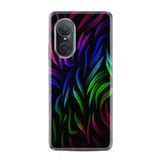 Kılıfland Huawei Nova 9 Se ile Uyumlu Silikon Kılıf, Renkli Çizgiler Desen, Siyah