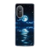 Kılıfland Huawei Nova 9 Se ile Uyumlu Silikon Kılıf, Resimli Desenli Baskılı, Night Moon, Mavi