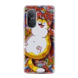 Kılıfland Huawei Nova 9 Se ile Uyumlu Silikon Kılıf, Tombul Kedi Desen, Renkli