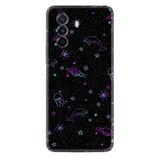 Kılıfland Huawei Nova Y70 ile Uyumlu Kılıf, Silikon, Platinium Series, Galaxy Yunus Göz Desenli, Siyah
