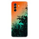 Kılıfland Huawei Nova Y70 ile Uyumlu Silikon Kılıf, Çiçek Desen, Turuncu-Yeşil Gradient