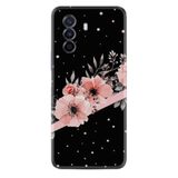 Kılıfland Huawei Nova Y70 ile Uyumlu Silikon Kılıf, Çiçek Desenli, Siyah, Baskılı
