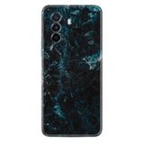 Kılıfland Huawei Nova Y70 ile Uyumlu Silikon Kılıf, Mermer Desenli, Mavi-Siyah